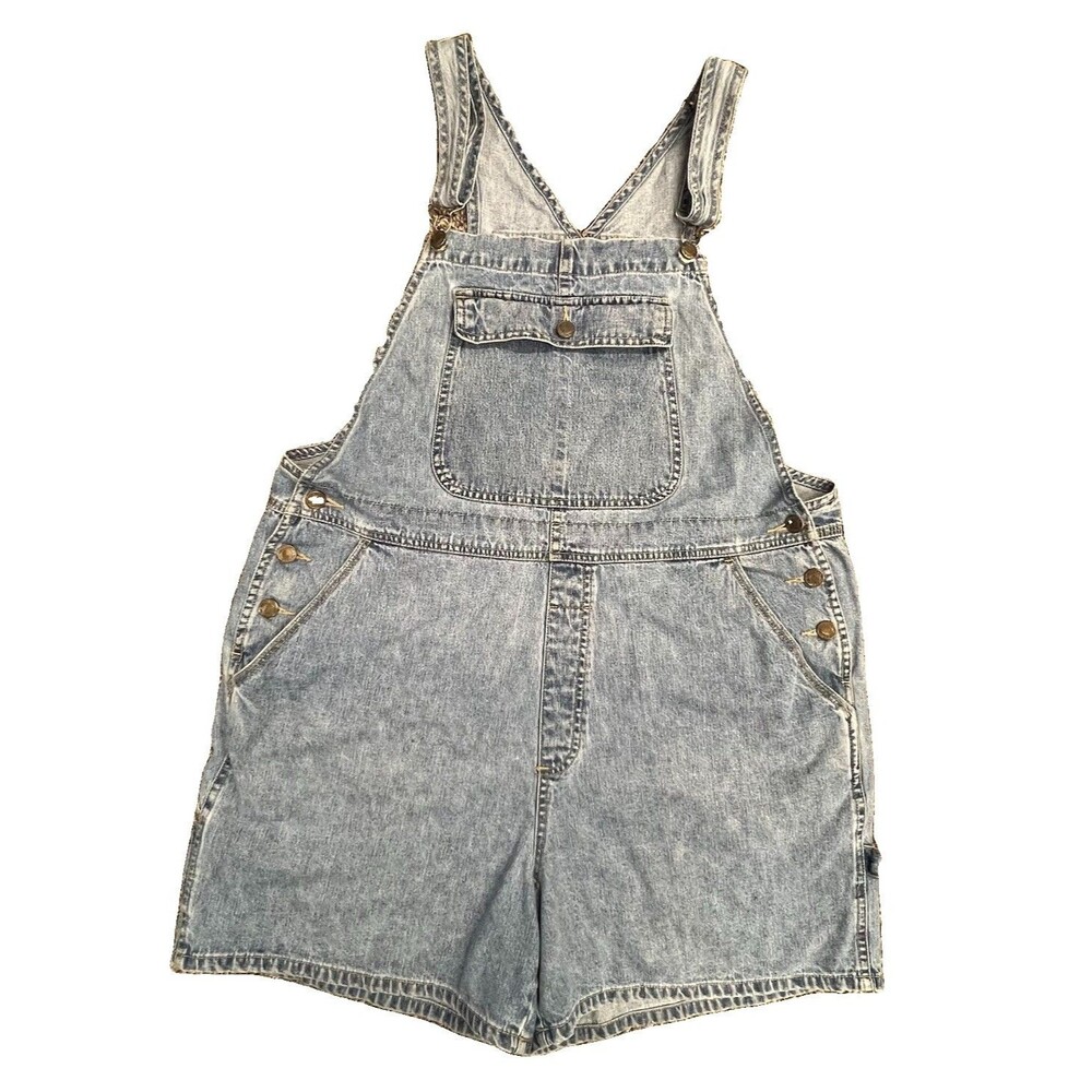 Honors Blue Denim Shorts Bib Overalls XL Cotton Light Wash 90s Y2K Vintage 4.5"